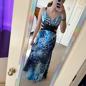 Vintage Open Side/Back Satiny Formal Dress